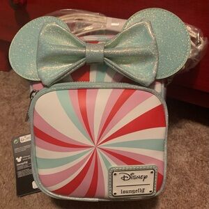 NWT Loungefly Disney Mini Mouse Ears Peppermint Crossbody Bag and Wallet